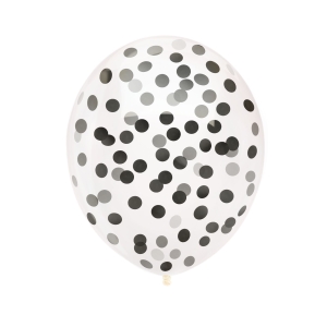 Balony przezroczyste z konfetti czarnym 12 cali 100 szt