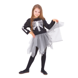 Sukienka dla dziewczynki Halloween Szary Kościotrup rozmiar S