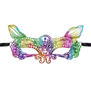 Maska wenecka Wilk koronkowa kolorowa