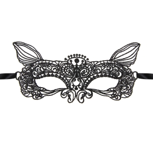 Maska wenecka Wilk koronkowa czarna
