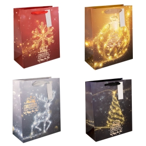 Torebka na prezenty Merry Christmas and Happy New Year średnia 1 szt