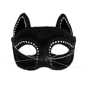 Maska Kot z wąsikami aksamitna czarna