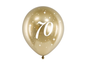 Balony na 70 urodziny chromowane złote 30 cm 14 cali 6 szt