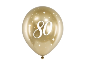 Balony na 80 urodziny chromowane złote 30 cm 14 cali 6 szt