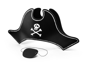 Czapka Pirata z opaską na oko 14 cm