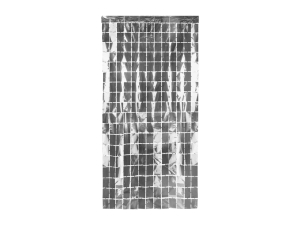 Kurtyna Party Kwadraty, srebrny, 100x200cm
