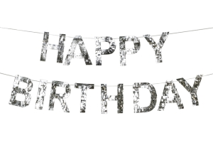 Baner Happy Birthday 220 cm srebrny
