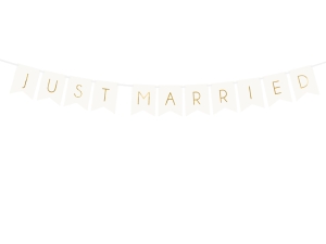 Baner Just Married biały 15 cm x 155 cm