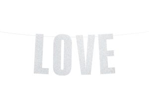 Baner Love srebrny 21 cm x 55 cm