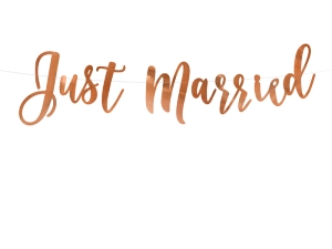 Baner Just Married różowe złoto 20 cm x 77 cm