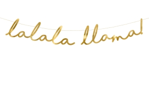 Baner Lama - Lalala Llama złoty 12,5 cm x 82 cm