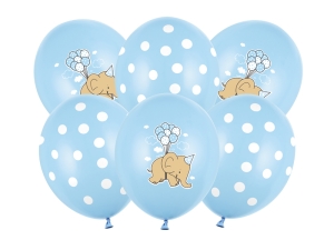 Balony Słonik Pastel Baby Blue 30 cm 14 cali 6 szt