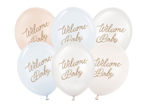 Balony Welcome Baby niebieski 30 cm 14 cali 6 szt