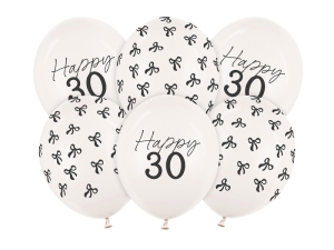 Balony urodzinowe 30 Pastel Off-white - 30 cm 14 cali 6 szt