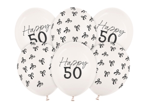 Balony urodzinowe 50 Pastel Off-white - 30 cm 14 cali 6 szt