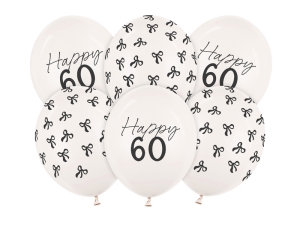 Balony urodzinowe 60 Pastel Off-white - 30 cm 14 cali 6 szt
