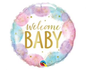 Balon foliowy Welcome Baby - Watercolor okrągły 18 cali