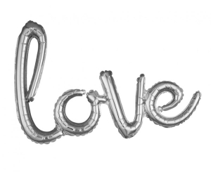 Balon foliowy Napis LOVE srebrny 78 cm x 53 cm