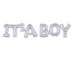 Balon foliowy Napis IT'S A BOY srebrny holograficzny