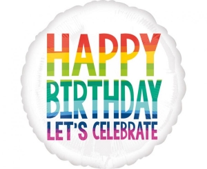 Balon foliowy Happy Birthday Let's Celebrate okrągły 18 cali