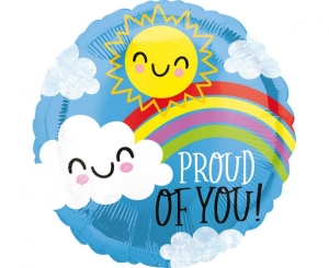 Balon foliowy Proud of You Słońce i Chmura okrągły 18 cali