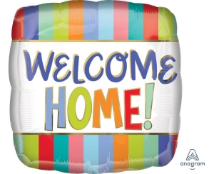 Balon foliowy Welcome home stripes kwadrat 18 cali