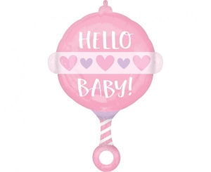 Balon foliowy Hello Baby różowy okrągły 43 cm x 60 cm