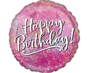 Balon foliowy Happy Birthday pink fabulous okrągły 18 cali