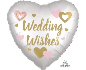 Balon foliowy serce Wedding Wishes satin white 18 cali