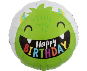 Balon foliowy Happy Birthday little monsters okrągły 18 cali