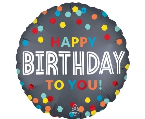Balon foliowy Happy Birthday to You confetti 18 cali