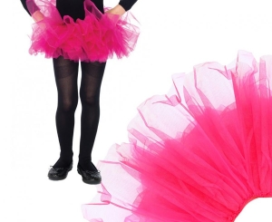 Spódnica Tutu z organzy dziecięca neonowy róż roz.un.