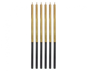 Świeczki urodzinowe Platinum złote wys. 14.5 cm 6 szt