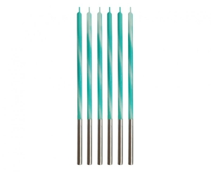 Świeczki urodzinowe Candy turkusowe 4.5 x 4.5 x 150 mm 6 szt