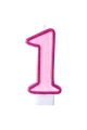 Świeczka urodzinowa cyferka 1 różowa
