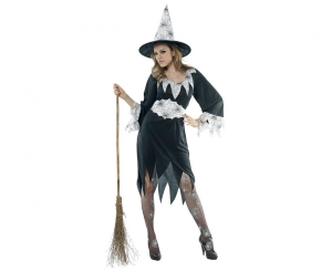 Strój dla dorosłych Jasna Czarownica (sukienka kapelusz pasek ) rozm. M