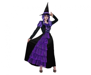 Strój dla dorosłych Fioletowa Czarownica (sukienka kapelusz) rozm. M