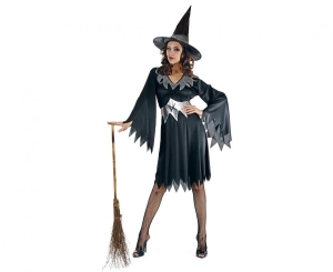 Strój dla dorosłych Zmysłowa Czarownica (sukienka kapelusz pasek) rozm. S
