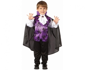 Strój dla dzieci Fioletowy Wampir (bluzka z kamizelką peleryna żabot) rozm. 92/104 cm