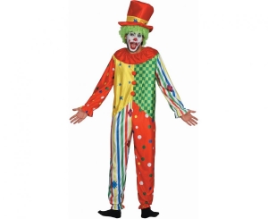 Strój dla dorosłych Kolorowy Klaun (kapelusz kombinezon) rozm.52
