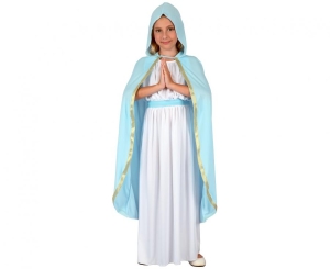 Strój dla dzieci Maria (sukienka peleryna z kapturem pasek) rozm. 120/130 cm