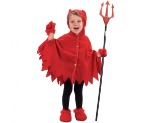 Strój dla dzieci Mały Diabełek (peleryna z kapturem rękawiczki) rozm. 92/104 cm