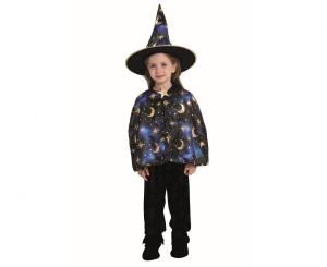 Strój dla dzieci Niebieska Czarodziejka ( peleryna kapelusz) rozm. 92/104 cm