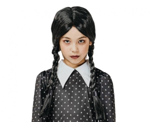 Peruka dla dzieci czarne warkocze (bez grzywki)