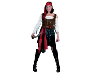 Strój dla dorosłych Piratka (opaska gorset bluzka spódnica pasek) rozm. uniw.