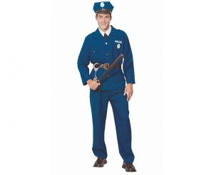 Strój dla dorosłych Policjant (koszula spodnie pasek czapka kołnierzyk z krawatem) rozm.52