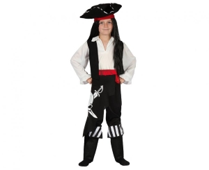 Strój dla dzieci Pirat Kapitan (koszula z kamizelką spodnie z pasem i cholewkami kapelusz) rozm. 110/120 cm