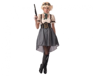 Strój dla dorosłych Steampunk (naszyjnik gogle sukienka) rozm. L