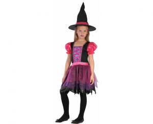 Strój dla dzieci Różowa Czarownica (sukienka kapelusz) rozm. 120/130 cm