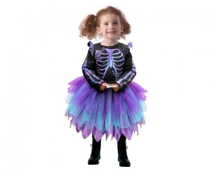 Strój dla dzieci Błyszczący Kościotrup (sukienka) rozm. 92/104 cm